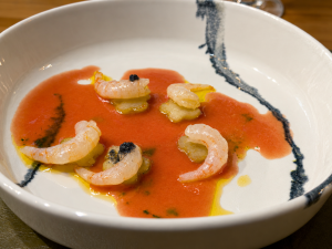 Platocanario.es Gambas de La Santa, batata de jable y sandía de Soo